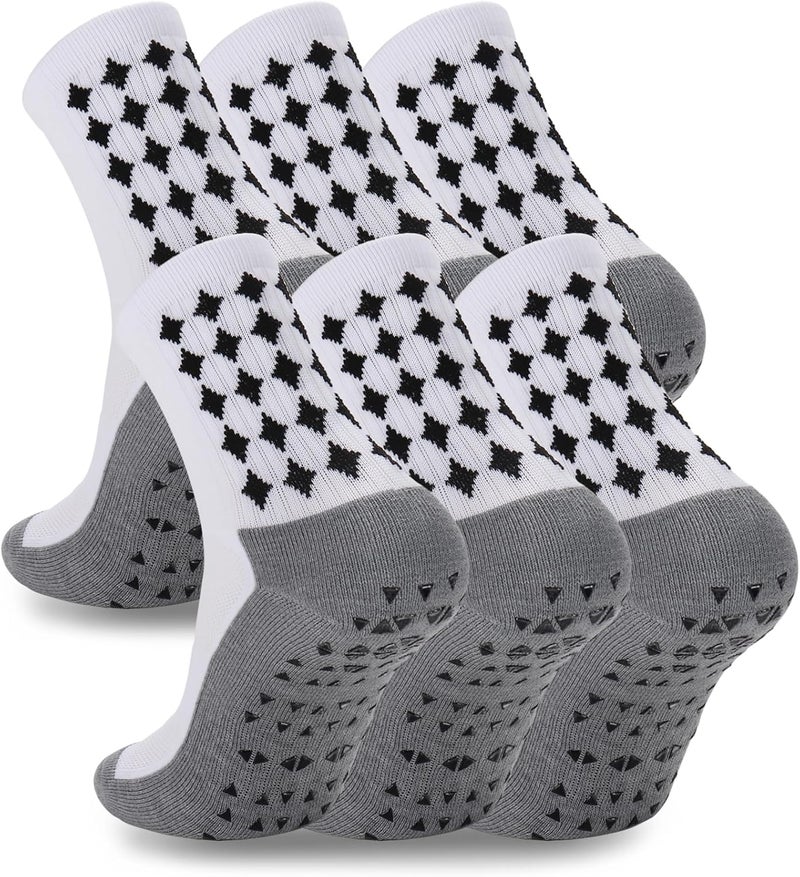 Ultrafun 3/5 Pairs Soccer Socks with Grip Pads Non Slip Football Basketball Sports Socks for Men Women - Image 1